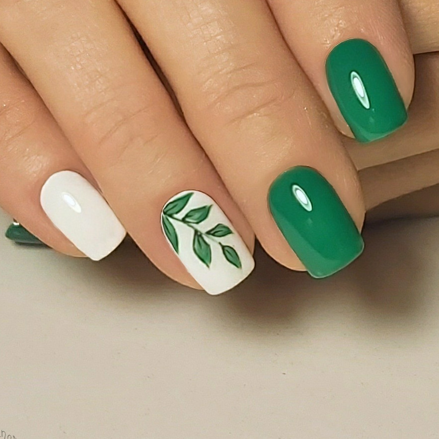 Зеленые Ногти Дизайн На Коротких Ногтях