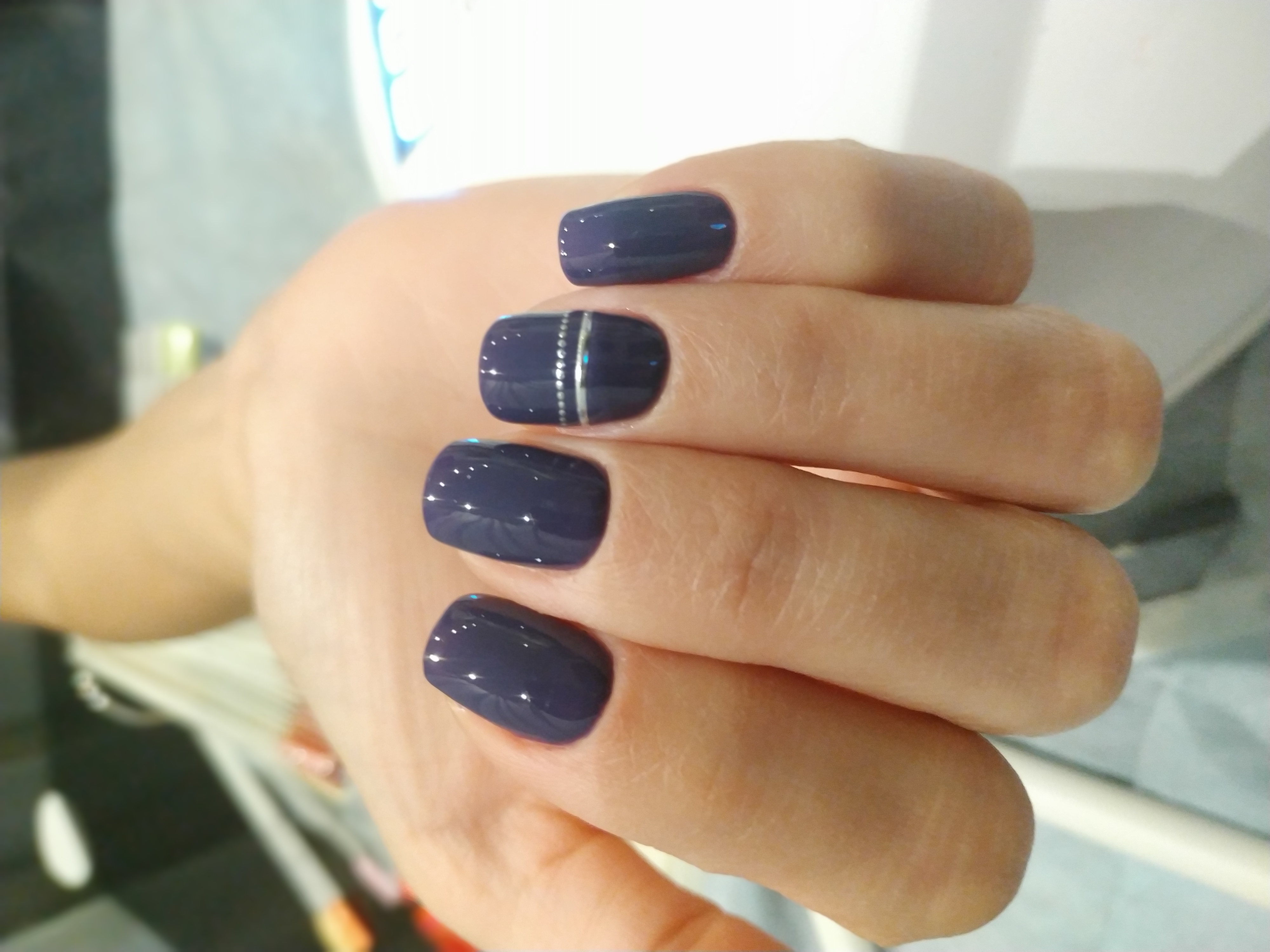 Темно синие ногти однотонные